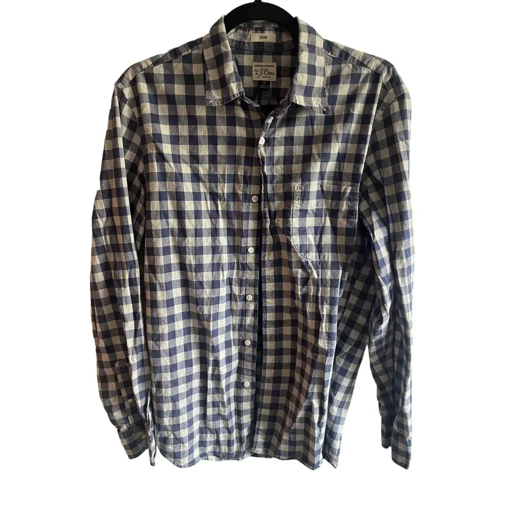 J.Crew blue checkered button up size medium